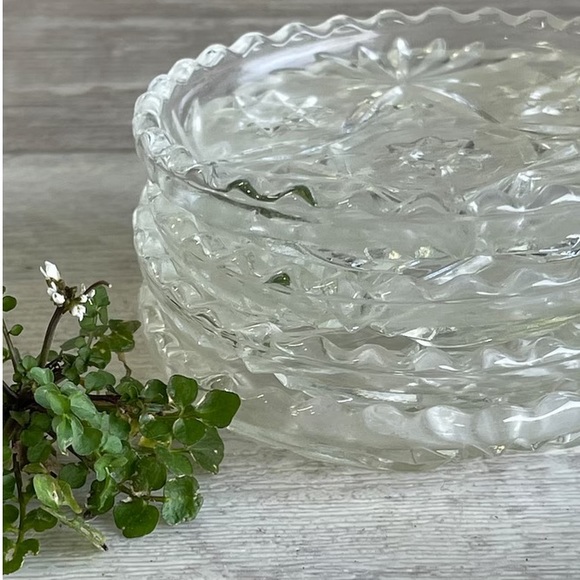 Vintage Glass Coasters - Set 4 Crystal Clear - Depression Glass Star - Picture 14 of 15